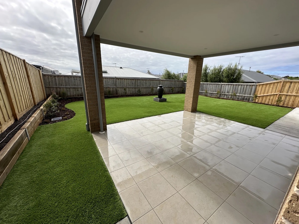 Artificial turf and alfresco paving