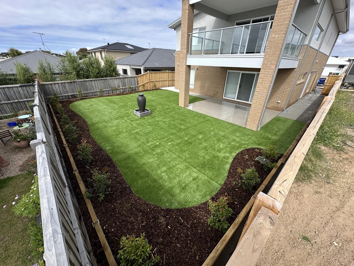 Artificial turf backyard