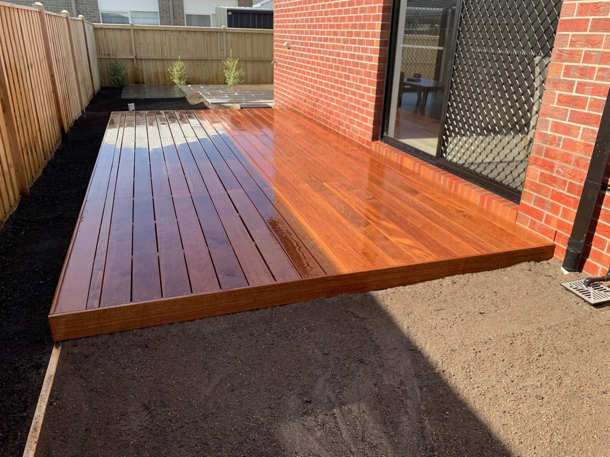 Freshly oiled merbau deck